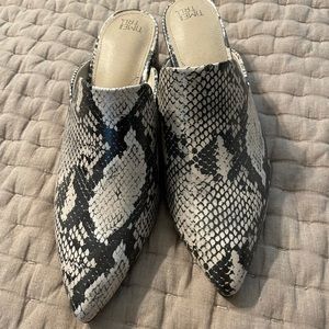 Time and Tru Walmart Snake Skin Print Mules